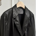 Veste en cuir femme longue style tailleur en cuir veritable noir