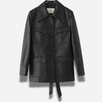 Veste en cuir longue pour femme noir en cuir de chevre
