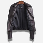 Veste en cuir de moto our femme de couleur noir en cuir véritable de mouton