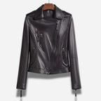 Veste en cuir de moto our femme de couleur noir en cuir véritable de mouton