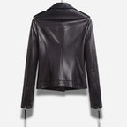 Veste en cuir de moto our femme de couleur noir en cuir véritable de mouton