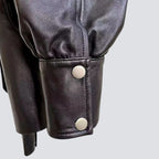 Veste en Cuir Véritable Noir Courte Ajustée