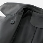 Veste en cuir noir longue femme