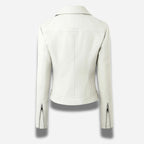 Veste en simili cuir cintrée pour feme de couleur blanche style perfecto