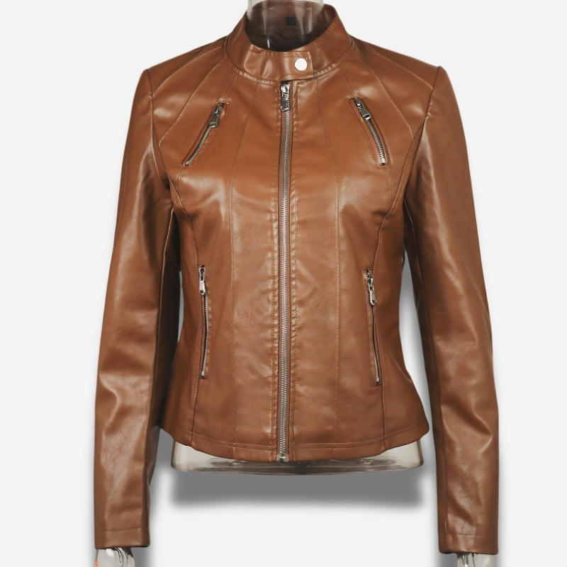 Veste en Simili Cuir Femme Marron - American Perfecto