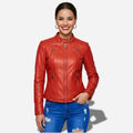 Veste en Simili Cuir Femme Rouge | Style Perfecto