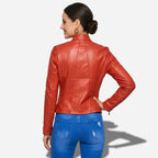 Veste en Simili Cuir Femme Rouge | Style Perfecto