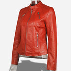 Veste en Simili Cuir Femme Rouge | Style Perfecto
