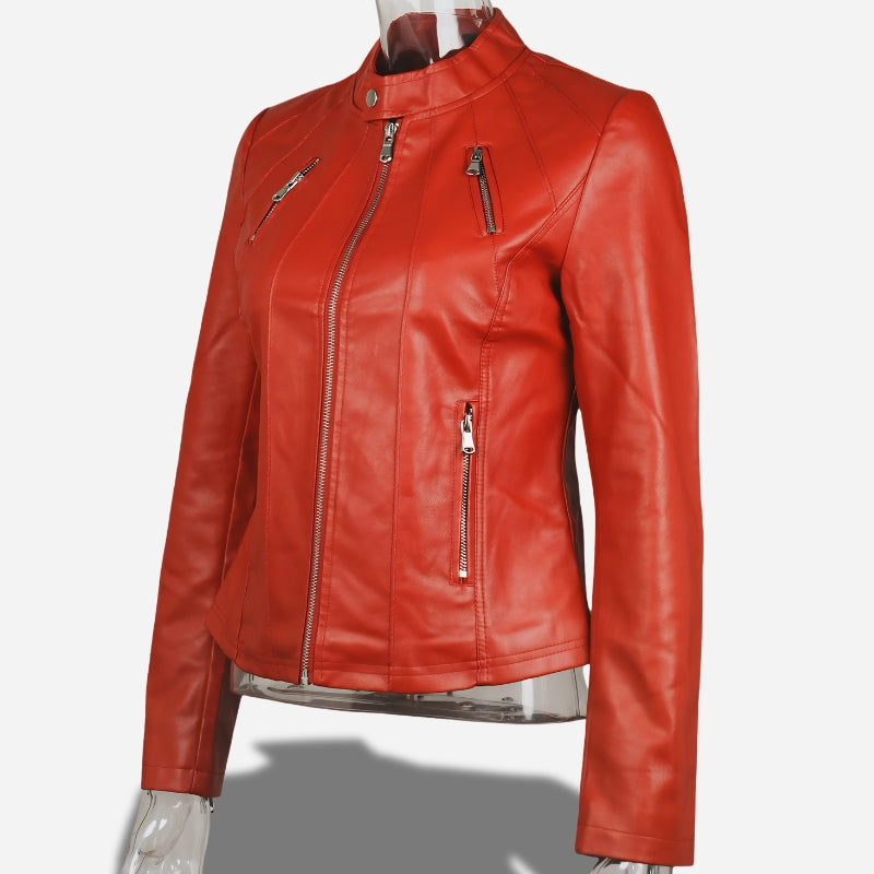 Veste en Simili Cuir Femme Rouge | Style Perfecto