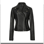 Veste en simili cuir noir pour femme style perfecto