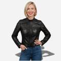 Veste femme en cuir noir de mouton 