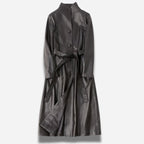 Veste longue en cuir noir pour femme style trench