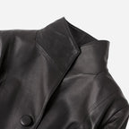 Veste longue en Cuir Noir Femme