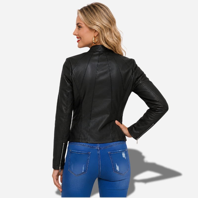Veste Noir en Simili Cuir Femme - American Biker