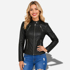 Veste Noir en Simili Cuir Femme - American Biker