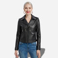 Veste noire en cuir pour femme style perfecto biker