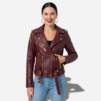 Perfecto en Cuir Bordeaux - Cuir Véritable
